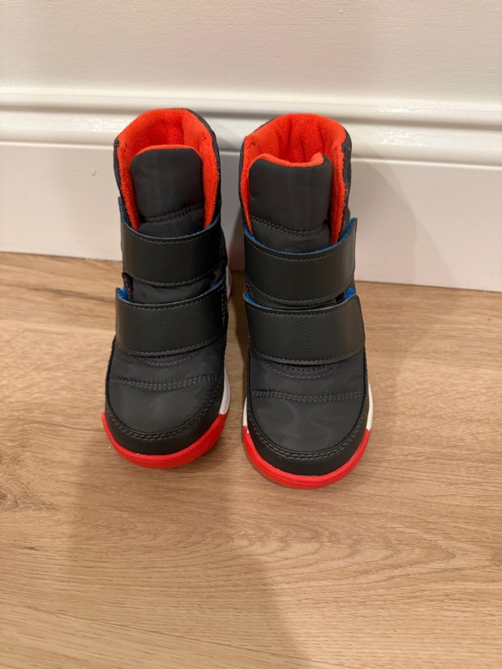 Sorel Kids Black and Red Snow Boots with Velcro Straps